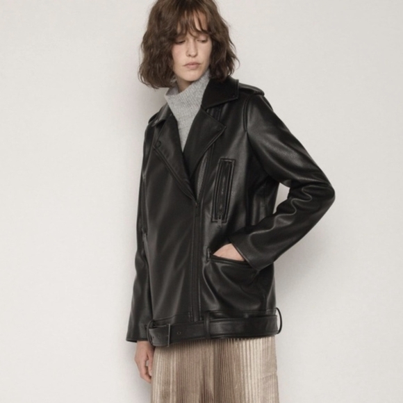 OAK + FORT Jackets & Blazers - OAK + FORT Black Leather Jacket